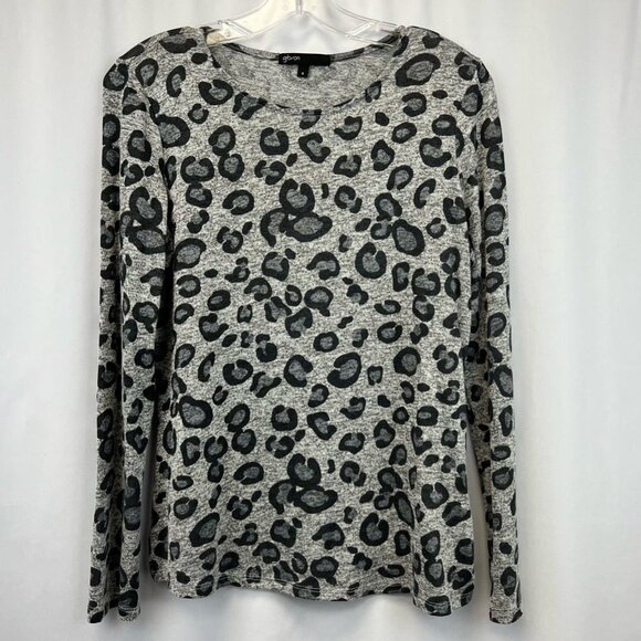 Gibson Womens Casual Top Multicolor Leopard Long Sleeve Stretch Scoop Neck Small - Picture 1 of 11
